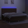 Cama box spring colchón luces LED tela marrón oscuro 200x200 cm de , Camas y somieres - Ref: Foro24-3135784, Precio: 684,28 €...