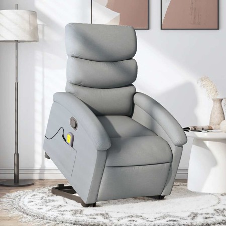 Sillón de masaje reclinable de pie de tela gris claro en Sillones | Comprar online en Foru.es