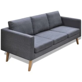 Sofá de 3 plazas de tela gris oscuro de vidaXL, Sofás - Ref: Foro24-242221, Precio: 308,16 €, Descuento: %