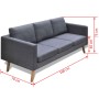 Sofá de 3 plazas de tela gris oscuro de vidaXL, Sofás - Ref: Foro24-242221, Precio: 322,45 €, Descuento: %