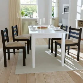 Sillas de comedor 4 uds madera maciza caucho terciopelo marrón de vidaXL, Sillas de comedor - Ref: Foro24-242029, Precio: 179...