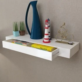Floating wall shelf with 1 white MDF drawer for books/DVD by vidaXL, Shelves and shelves - Ref: Foro24-242188, Price: 56,62 €...