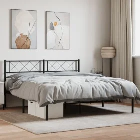 Estructura de cama con cabecero metal negro 135x190 cm de , Camas y somieres - Ref: Foro24-372276, Precio: 91,02 €, Descuento: %
