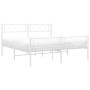 Estructura cama metal con cabecero y estribo blanco 150x200 cm de , Camas y somieres - Ref: Foro24-372346, Precio: 103,90 €, ...