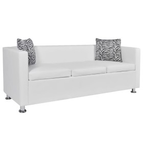 Sofá de 3 plazas de cuero artificial blanco de vidaXL, Sofás - Ref: Foro24-242211, Precio: 280,79 €, Descuento: %