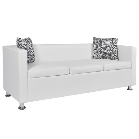 Sofá de 3 plazas de cuero artificial blanco de vidaXL, Sofás - Ref: Foro24-242211, Precio: 280,79 €, Descuento: %