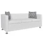 Sofá de 3 plazas de cuero artificial blanco de vidaXL, Sofás - Ref: Foro24-242211, Precio: 273,46 €, Descuento: %