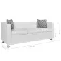 Sofá de 3 plazas de cuero artificial blanco de vidaXL, Sofás - Ref: Foro24-242211, Precio: 273,46 €, Descuento: %