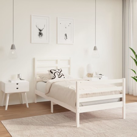 Estructura de cama individual madera maciza blanco 90x190 cm de , Camas y somieres - Ref: Foro24-3105826, Precio: 103,52 €, D...