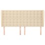 Cabecero con orejas de tela color crema 203x23x118/128 cm de , Cabeceros y pies de cama - Ref: Foro24-3118417, Precio: 128,15...