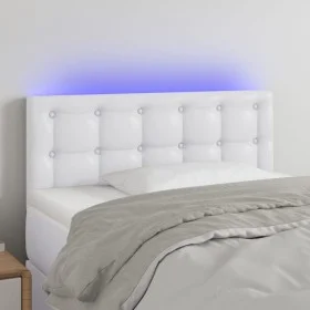 Headboard with LED white synthetic leather 100x5x78/88 cm by , Headboards and footboards - Ref: Foro24-3121697, Price: 50,55 ...