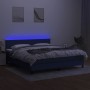 Cama box spring con colchón y LED tela azul 160x200 cm de , Camas y somieres - Ref: Foro24-3133011, Precio: 491,47 €, Descuen...