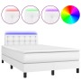 Cama box spring colchón y LED cuero sintético blanco 120x200 cm de , Camas y somieres - Ref: Foro24-3134214, Precio: 408,01 €...