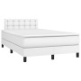 Cama box spring colchón y LED cuero sintético blanco 120x200 cm de , Camas y somieres - Ref: Foro24-3134214, Precio: 408,01 €...