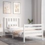 Estructura de cama con cabecero madera maciza blanco de , Camas y somieres - Ref: Foro24-3194537, Precio: 104,12 €, Descuento: %