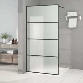 Black frosted ESG glass shower screen 100x195 cm by , Shower walls and screens - Ref: Foro24-152132, Price: 185,07 €, Discoun...