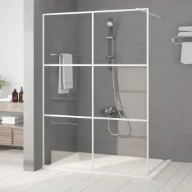Mampara de ducha vidrio ESG transparente blanco 140x195 cm de , Paredes y mamparas de ducha - Ref: Foro24-152124, Precio: 201...