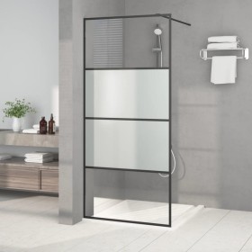 Mampara de ducha vidrio ESG semiesmerilado negro 90x195 cm de , Paredes y mamparas de ducha - Ref: Foro24-152126, Precio: 153...