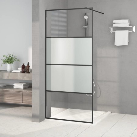 Mampara de ducha vidrio ESG semiesmerilado negro 90x195 cm de , Paredes y mamparas de ducha - Ref: Foro24-152126, Precio: 153...
