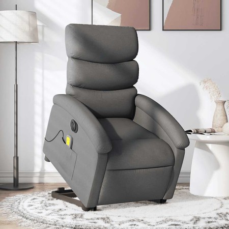 Sillón de masaje eléctrico reclinable elevable tela gris oscuro en Sillones | Comprar online en Foru.es