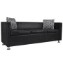 Sofá de 3 plazas de cuero artificial negro de vidaXL, Sofás - Ref: Foro24-242208, Precio: 364,20 €, Descuento: %