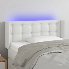 Cabecero con LED cuero sintético blanco 103x16x78/88 cm de , Cabeceros y pies de cama - Ref: Foro24-3123321, Precio: 58,54 €,...