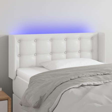 Cabecero con LED cuero sintético blanco 103x16x78/88 cm de , Cabeceros y pies de cama - Ref: Foro24-3123321, Precio: 56,63 €,...