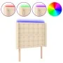 Cream fabric headboard with LED 103x16x118/128 cm by , Headboards and footboards - Ref: Foro24-3124477, Price: 93,67 €, Disco...