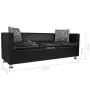 Sofá de 3 plazas de cuero artificial negro de vidaXL, Sofás - Ref: Foro24-242208, Precio: 364,20 €, Descuento: %