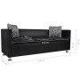 Sofá de 3 plazas de cuero artificial negro de vidaXL, Sofás - Ref: Foro24-242208, Precio: 343,80 €, Descuento: %