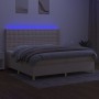 Cama box spring colchón y luces LED tela crema 200x200 cm de , Camas y somieres - Ref: Foro24-3139226, Precio: 622,87 €, Desc...