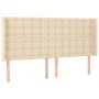 Cama box spring colchón y luces LED tela crema 200x200 cm de , Camas y somieres - Ref: Foro24-3139226, Precio: 622,87 €, Desc...