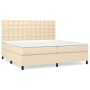 Cama box spring con colchón tela color crema 200x200 cm de , Camas y somieres - Ref: Foro24-3142126, Precio: 597,41 €, Descue...