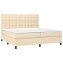 Cama box spring con colchón tela color crema 200x200 cm de , Camas y somieres - Ref: Foro24-3142126, Precio: 597,41 €, Descue...