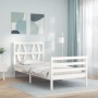 Estructura de cama con cabecero madera maciza blanco de , Camas y somieres - Ref: Foro24-3194342, Precio: 102,64 €, Descuento: %