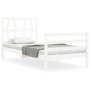 Estructura de cama con cabecero madera maciza blanco de , Camas y somieres - Ref: Foro24-3194342, Precio: 102,64 €, Descuento: %