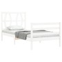 Estructura de cama con cabecero madera maciza blanco de , Camas y somieres - Ref: Foro24-3194342, Precio: 102,64 €, Descuento: %