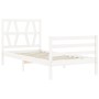 Estructura de cama con cabecero madera maciza blanco de , Camas y somieres - Ref: Foro24-3194342, Precio: 102,64 €, Descuento: %