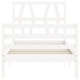 Estructura de cama con cabecero madera maciza blanco de , Camas y somieres - Ref: Foro24-3194342, Precio: 102,64 €, Descuento: %