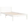 Estructura de cama con cabecero madera maciza blanco de , Camas y somieres - Ref: Foro24-3194342, Precio: 102,64 €, Descuento: %