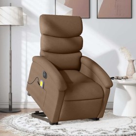 Sillón de masaje eléctrico reclinable elevable tela marrón en Sillones | Comprar online en Foru.es