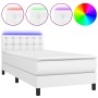 Cama box spring colchón y LED cuero sintético blanco 100x200 cm de , Camas y somieres - Ref: Foro24-3134208, Precio: 327,73 €...