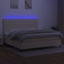Cama box spring colchón y luces LED tela crema 200x200 cm de , Camas y somieres - Ref: Foro24-3135226, Precio: 605,10 €, Desc...