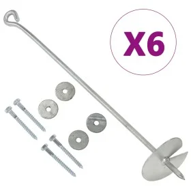 Ground anchors 6 pcs galvanized metal 10x60 cm by , Spikes for anchoring in the ground - Ref: Foro24-145502, Price: 46,74 €, ...