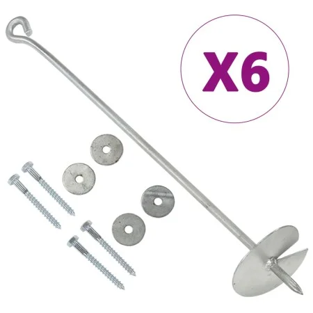Ground anchors 6 pcs galvanized metal 10x60 cm by , Spikes for anchoring in the ground - Ref: Foro24-145502, Price: 46,74 €, ...
