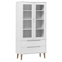 Mueble vitrina MOLDE madera maciza de pino blanco 90x35x175 cm de , Librerías y estanterías - Ref: Foro24-350544, Precio: 370...