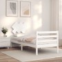 Estructura de cama con cabecero madera maciza blanco de , Camas y somieres - Ref: Foro24-3195252, Precio: 99,52 €, Descuento: %