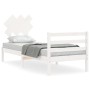Estructura de cama con cabecero madera maciza blanco de , Camas y somieres - Ref: Foro24-3195252, Precio: 99,52 €, Descuento: %