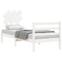 Estructura de cama con cabecero madera maciza blanco de , Camas y somieres - Ref: Foro24-3195252, Precio: 99,52 €, Descuento: %