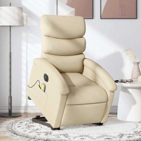 Sillón de masaje eléctrico reclinable elevable tela crema en Sillones | Comprar online en Foru.es